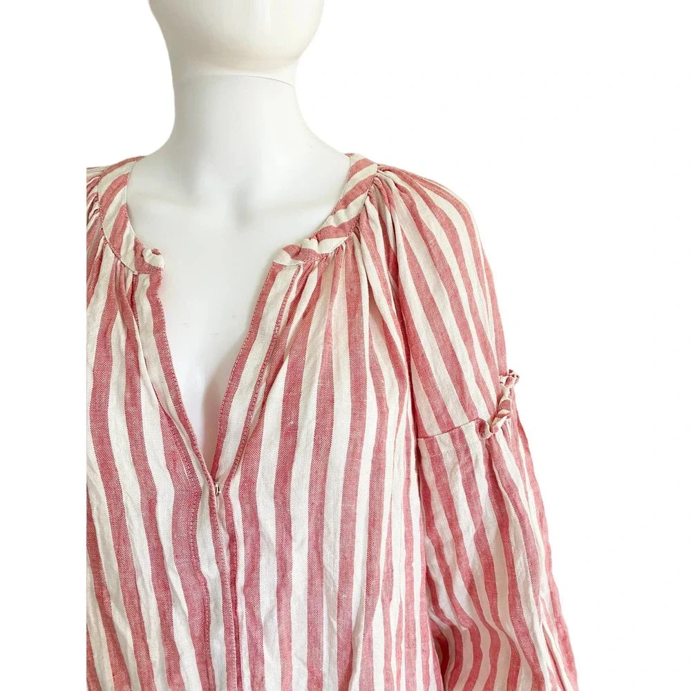 ❗️SOLD❗️MARCH 11 RED STRIPE LINEN TUNIC DRESS - Picture 2 of 5